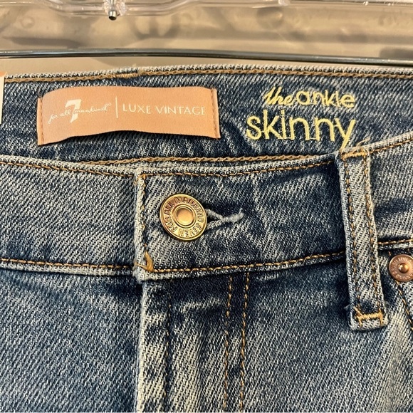 NWT Anthropologie Size 32 7 for all Mankind Flora Beaded Fringe Ankle Jeans $269 - Picture 6 of 11